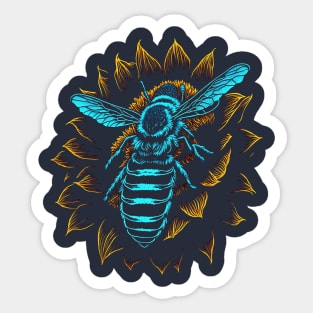 Bee in a sunflower Sticker
